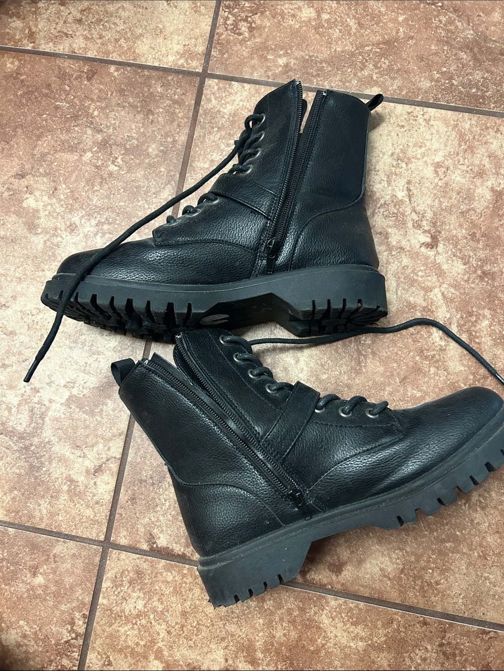 Black Men's or Women Tactical Zip Lace-Up Boots